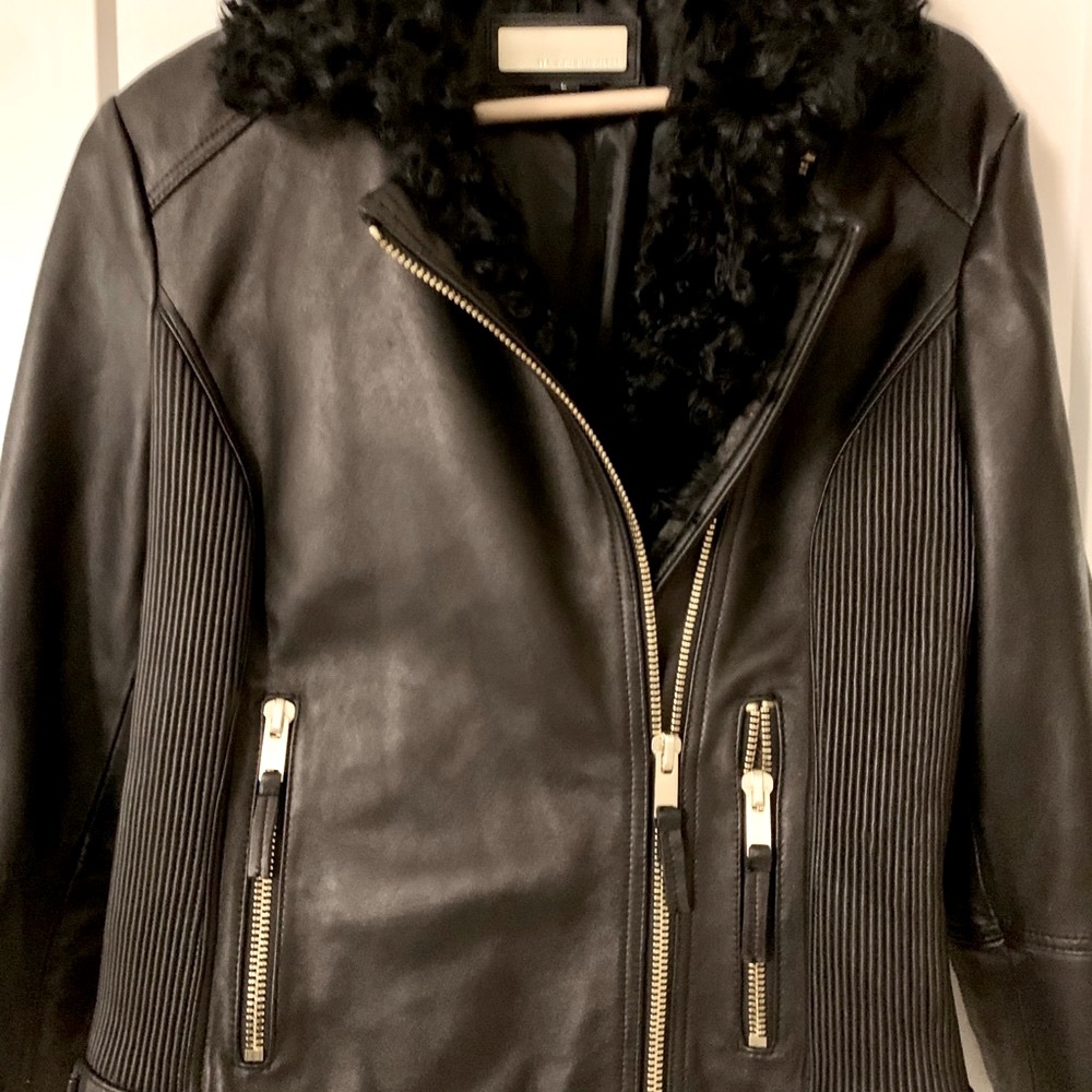 Wilson soft leather jacket with fur trim